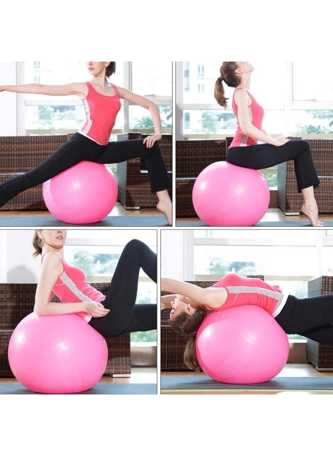 SKY-TOUCH Yoga Ball Anti-Burst, 65Cm Exercise Ball With Air Pump Thickened Stability Balance Ball For Physical Fitness Exercise Pink  - Image 2