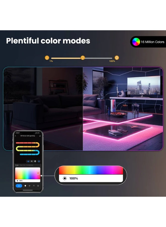 مويس شريط إضاءة MOES نيون ذكي WiFi + بلوتوث 5 متر – 16 مليون لون RGB، متوافق مع أليكسا وجوجل، مقاوم للماء IP67، تحكم بالتطبيق والريموت - Image 2