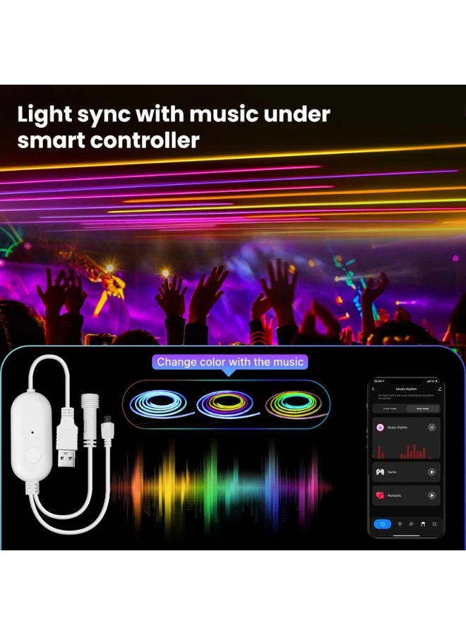 مويس شريط إضاءة MOES نيون ذكي WiFi + بلوتوث 5 متر – 16 مليون لون RGB، متوافق مع أليكسا وجوجل، مقاوم للماء IP67، تحكم بالتطبيق والريموت - Image 3