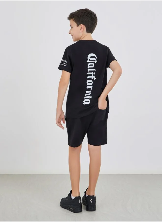 Styli Styli Slogan Print T-Shirt and Shorts Set