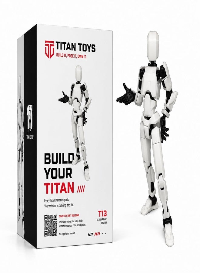 DOOZLE Titan T13 Action Figure Robot Toy, 3D Printed Articulated Dummy Model (White) - Image 1