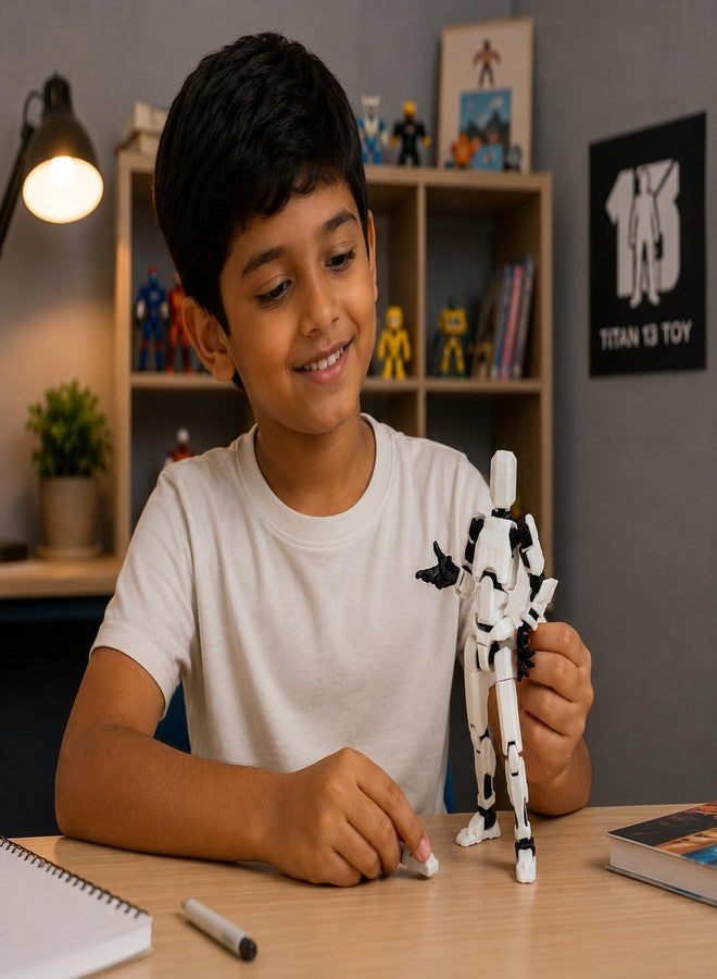 DOOZLE Titan T13 Action Figure Robot Toy, 3D Printed Articulated Dummy Model (White) - Image 3