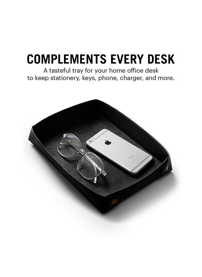 DailyObjects DailyObjects Combo Super Smooth Black Vegan Leather Reversible, Anti Slip, Water Resistent Turf Desk Mat | Vegan Leather Black Desk Tray Organiser - Set of 2  - Image 4