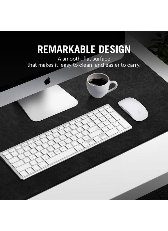 DailyObjects DailyObjects Combo Super Smooth Black Vegan Leather Reversible, Anti Slip, Water Resistent Turf Desk Mat | Vegan Leather Black Desk Tray Organiser - Set of 2  - Image 5