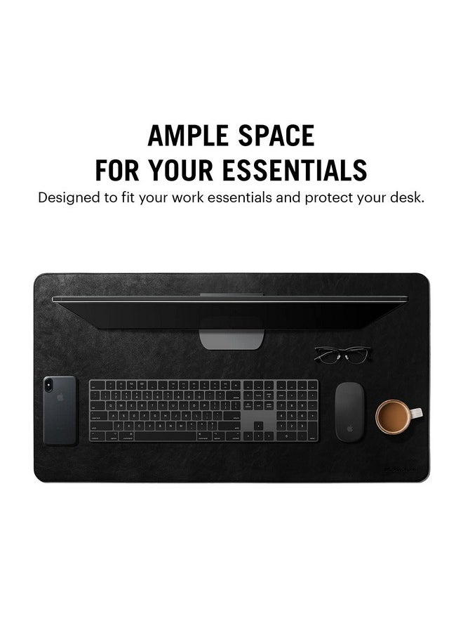 DailyObjects DailyObjects Combo Super Smooth Black Vegan Leather Reversible, Anti Slip, Water Resistent Turf Desk Mat | Vegan Leather Black Desk Tray Organiser - Set of 2  - Image 3