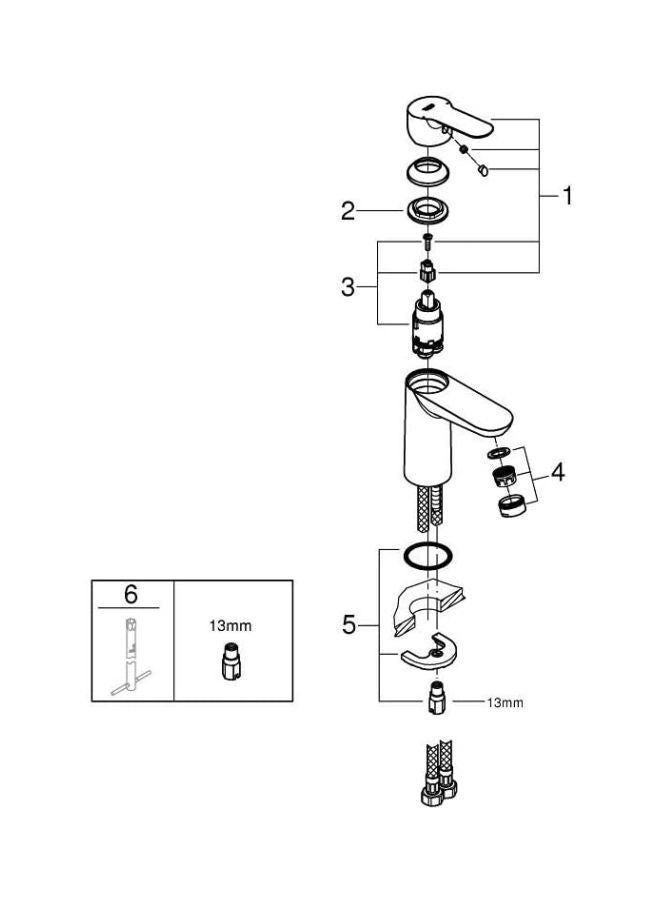 NIBEMINENT Start Edge Single Lever Basin Mixer Faucet Silver 12x22x10cm - Image 3