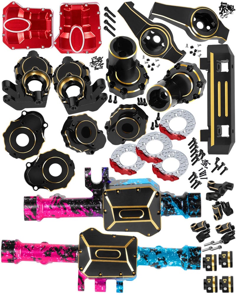 ARRCat RC Upgrades Part for 110 TRX4ARRCat Brass Front Rear Portal AxlesDiff CoversAxle MountCaster Blocks C Hub CarrierInner Outer Portal Cover HousingHex Hub wRed Diff CoversColorfulBlue Pink - Image 3