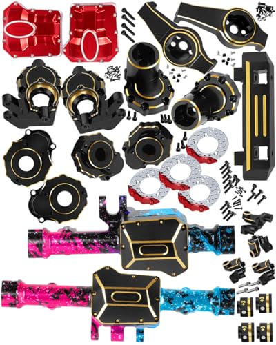 ARRCat RC Upgrades Part for 110 TRX4ARRCat Brass Front Rear Portal AxlesDiff CoversAxle MountCaster Blocks C Hub CarrierInner Outer Portal Cover HousingHex Hub wRed Diff CoversColorfulBlue Pink - Image 1