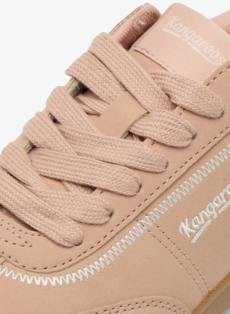 kangaROOS PINK Women's Logo Embroidered Sneakers With Lace-Up Closure for Women | Best Price UAE