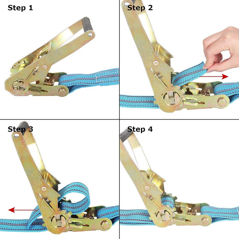 HNBun 2Pack Heavy Duty Ratchet Straps, 2in x 33ft Tie Down Straps with Double J Hook - Image 5