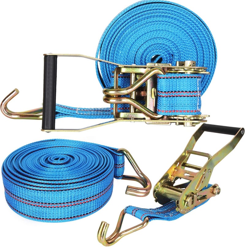 HNBun 2Pack Heavy Duty Ratchet Straps, 2in x 33ft Tie Down Straps with Double J Hook - Image 1