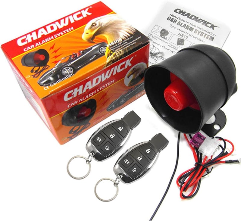 CHADWICK Car Horn Siren Alarm,Universal Car Alarm Security Protection System with 2 Remote Controls,7-Level Sensitivity,12v,Anti-Theft Device,No Thread Trimmin,Non-Destructive Installation (CW-8173) - Image 1