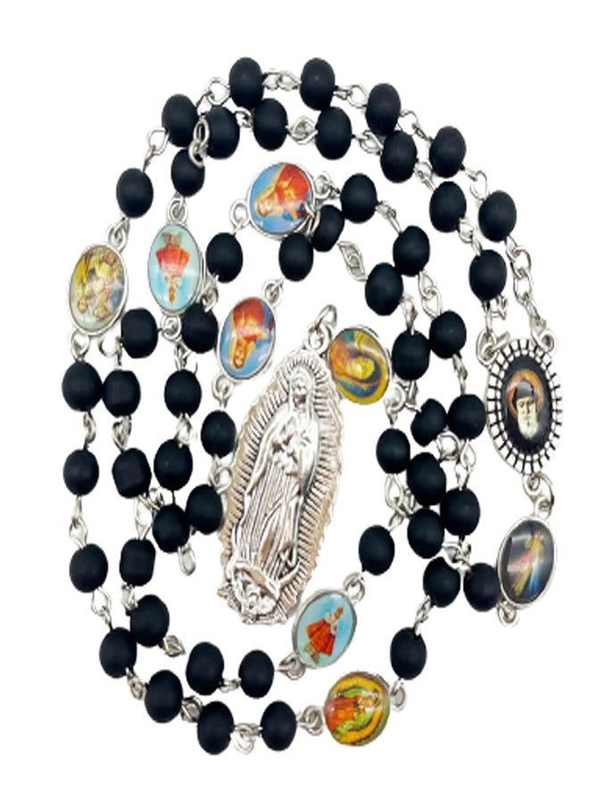 CACALOSS Seven Sorrows of Mary Rosary Black rosary necklace Rosary Catholic Necklace For Praying - Image 1