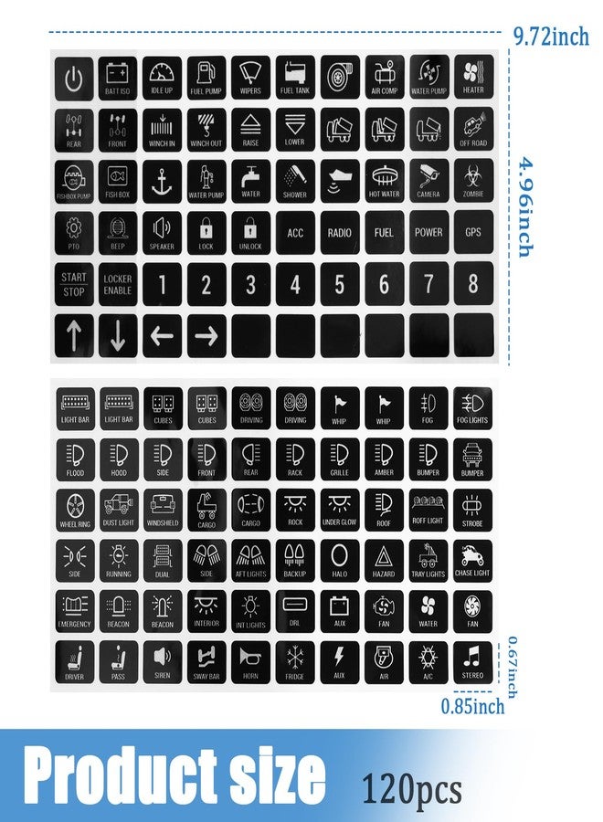 YGDMD 120PCS Car Stickers and Decals,Self-Adhesive Car Button Stickers with Graphic & Text for Quick Location of Buttons,Universal Cars Accessories Switch Sticker for Most Boats Cars - Image 2