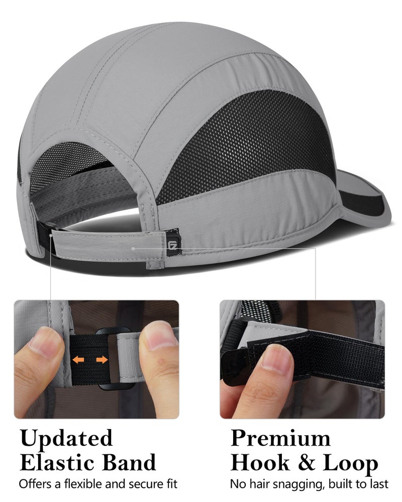 GADIEMKENSD Outdoor Running Hat Men's Cooling UPF50+ Womens Baseball Cap Sport Mesh Sun Hat Trucker Dad Hats Quick Dry Breathable Unstructured for Summer Camping Hiking Light Grey S/M 6 7/8-7 1/4 - Image 3