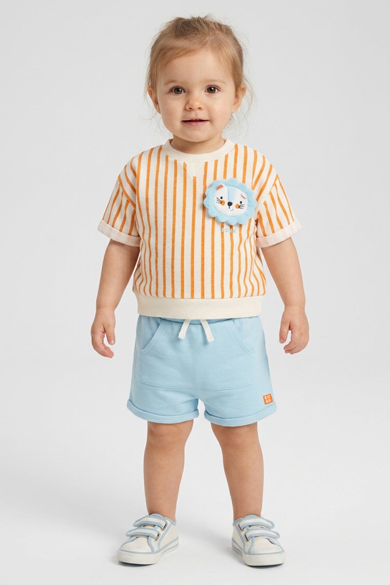 Lily & Jack طقم بنات toddlers مكون من 2 قطعة بلوزة مخططة وشورت، متعدد الألوان - Image 1