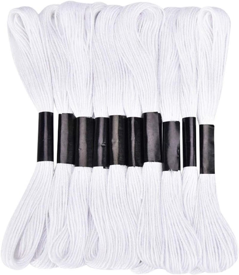 XLSFPY White Embroidery Floss, 24 Skeins Embroidery Thread Friendship Bracelet String, Cross Stitch Threads Hair Wrap Yarn - Image 1