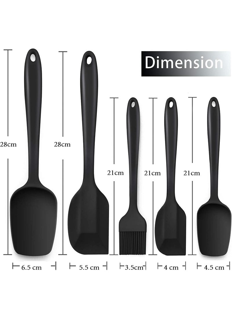 Ramkuwar with device of R Ramkuwar with device of R Silicone Spatulas Set 5 Piece 446F HeatResistant Rubber Baking Spatulas Spoons Brush Nonstick Heat Resistant Kitchen Utensil Black  - Image 2