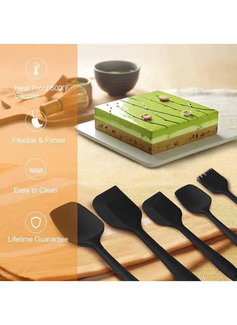 Ramkuwar with device of R Ramkuwar with device of R Silicone Spatulas Set 5 Piece 446F HeatResistant Rubber Baking Spatulas Spoons Brush Nonstick Heat Resistant Kitchen Utensil Black  - Image 4