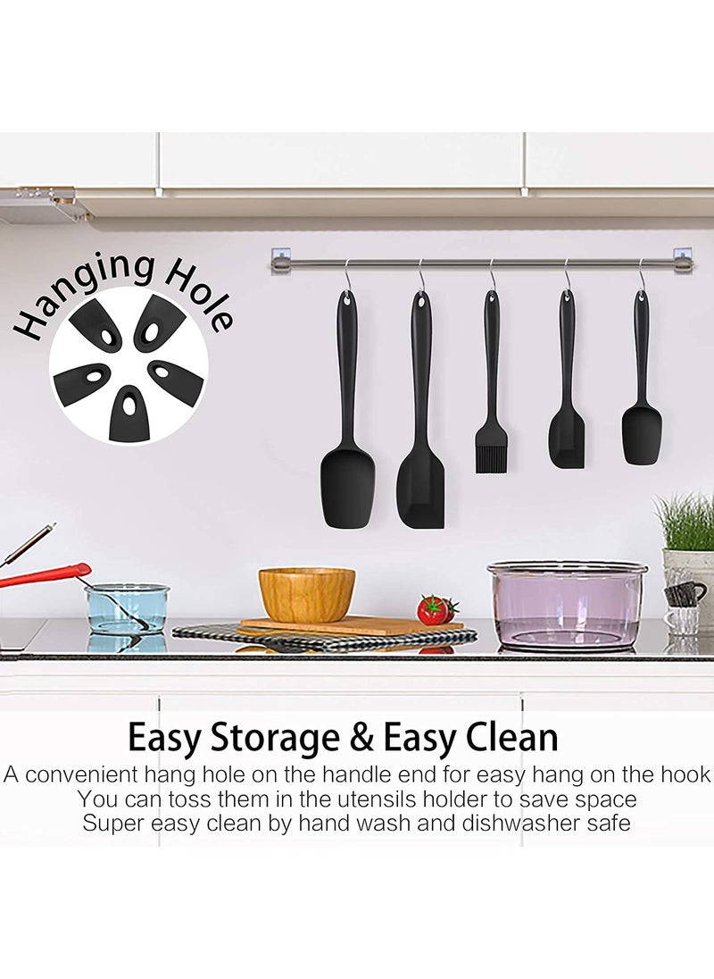 Ramkuwar with device of R Ramkuwar with device of R Silicone Spatulas Set 5 Piece 446F HeatResistant Rubber Baking Spatulas Spoons Brush Nonstick Heat Resistant Kitchen Utensil Black  - Image 5