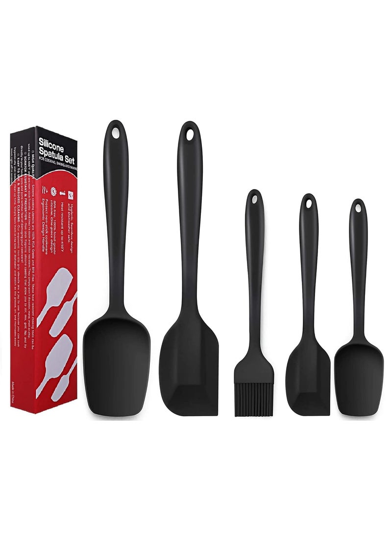 Ramkuwar with device of R Ramkuwar with device of R Silicone Spatulas Set 5 Piece 446F HeatResistant Rubber Baking Spatulas Spoons Brush Nonstick Heat Resistant Kitchen Utensil Black  - Image 1