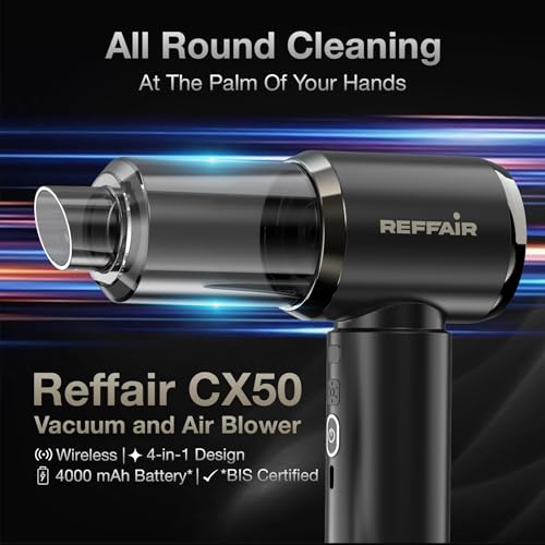 Reffair Cleanjet CX50 Cordless Vacuum Cleaner for Car & Home | 12000 Pa Suction with BLDC Motor | 4-in-1 (Vacuum, Air Blower, Inflator, Deflator) | 4000 mAh Battery, HEPA Filter - Image 2