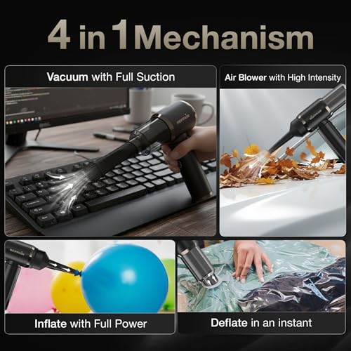 Reffair Cleanjet CX50 Cordless Vacuum Cleaner for Car & Home | 12000 Pa Suction with BLDC Motor | 4-in-1 (Vacuum, Air Blower, Inflator, Deflator) | 4000 mAh Battery, HEPA Filter - Image 4
