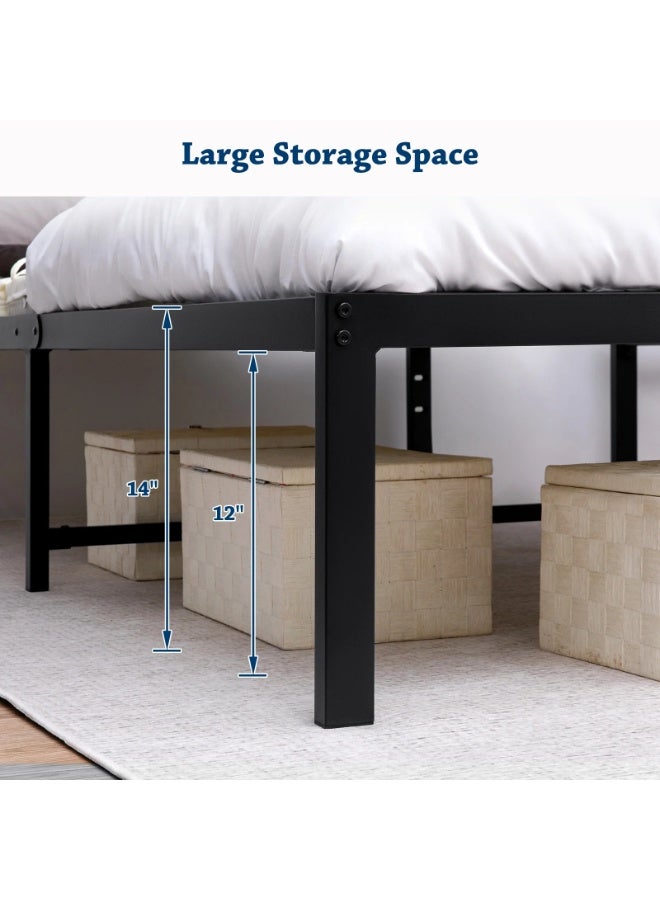 شو وو إطار سرير ، سرير معدني بمنصة مع مساحة تخزين، ارتفاع 35 سم، بدون صندوق زنبركي - Image 4