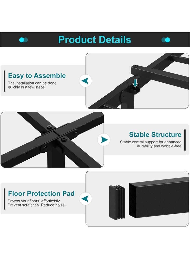 شو وو إطار سرير ، سرير معدني بمنصة مع مساحة تخزين، ارتفاع 35 سم، بدون صندوق زنبركي - Image 3