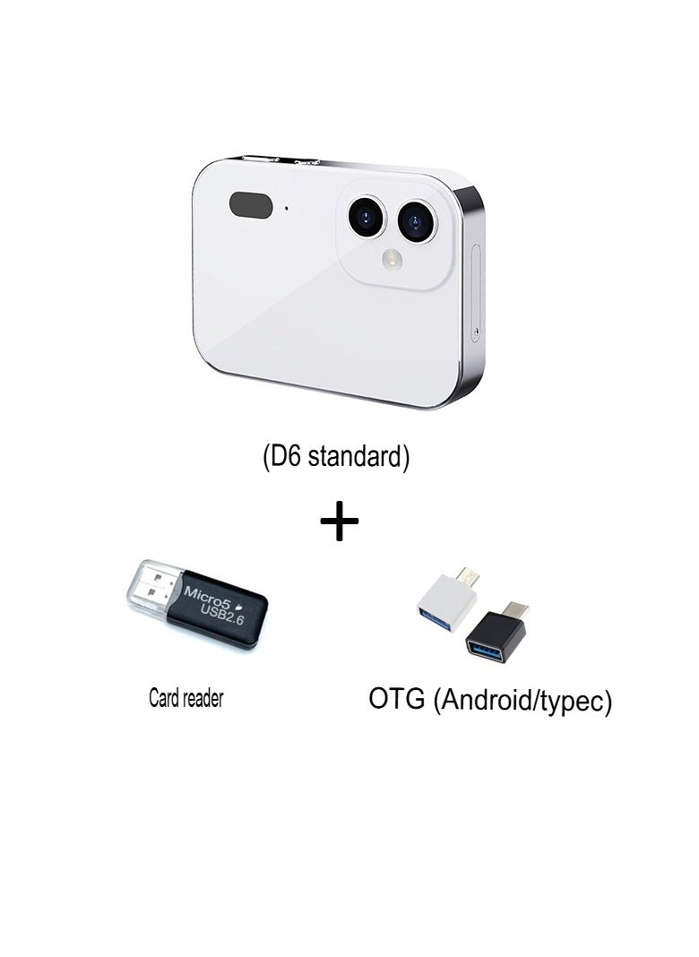 Generic D6 4K 64MP Digital Camera, 3 Inch HD Touch Screen Portable Video Recording Camera With Triple Lens, Manual Focus Compact Action Camera For Vlogging, (White Camera With Card Reader Plus Android Type C OTG)  - Image 1
