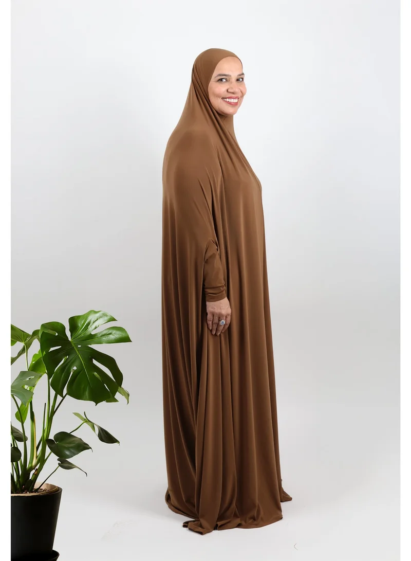 JAMEELA  Modest Brown Lycra fabric breathable prayer dress for Women | Best Price UAE