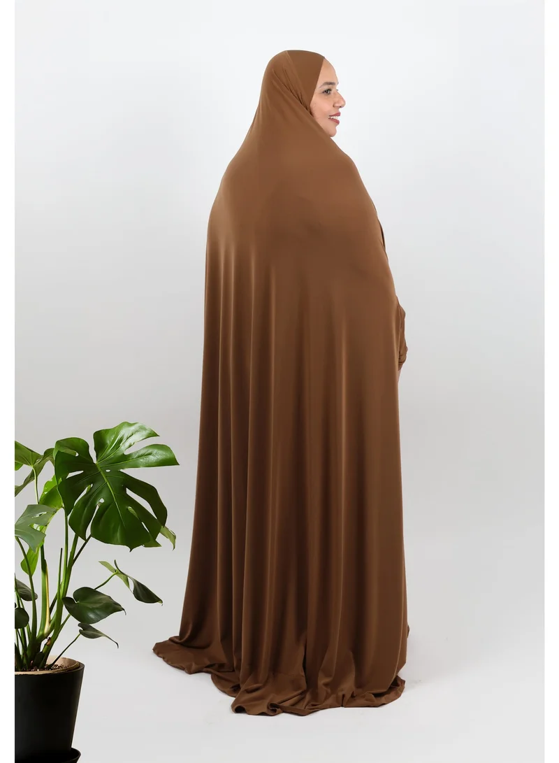 JAMEELA  Modest Brown Lycra fabric breathable prayer dress for Women | Best Price UAE