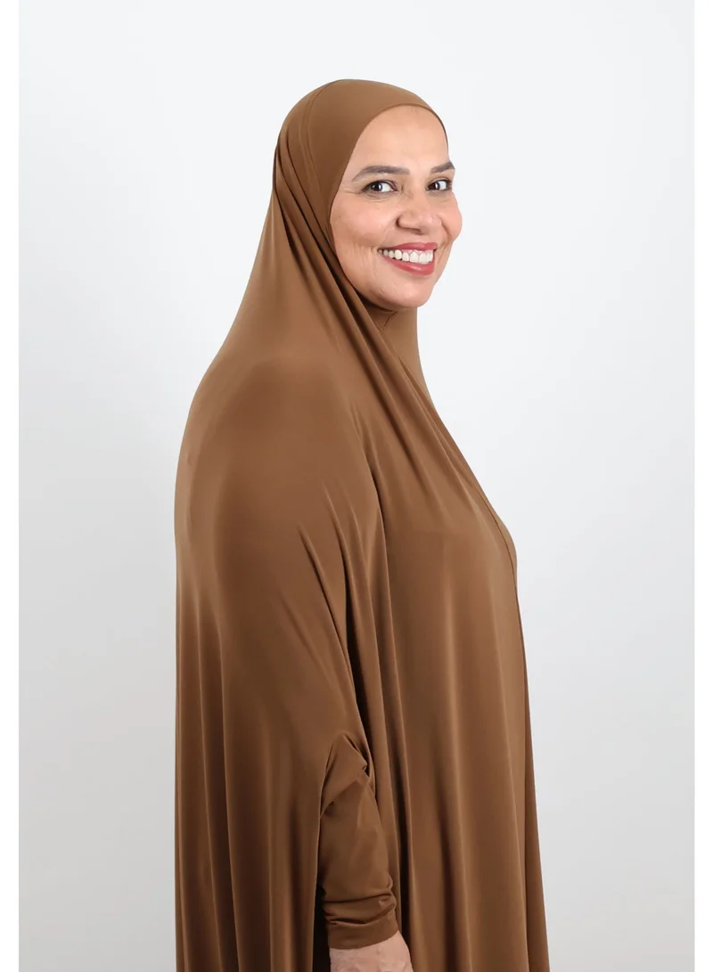 JAMEELA  Modest Brown Lycra fabric breathable prayer dress for Women | Best Price UAE