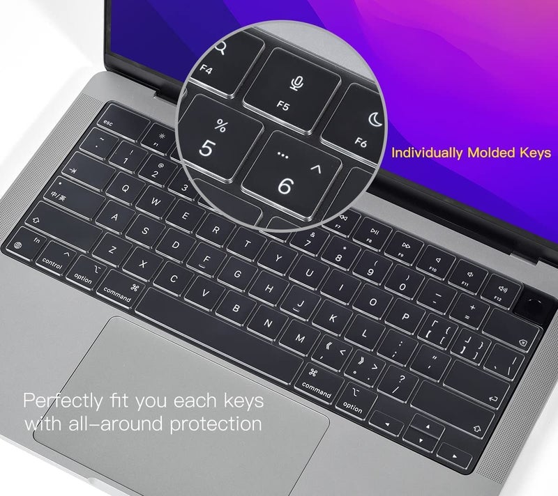 CASOSHIELD Premium Keyboard Cover Protector for 2025-2021 MacBook Air 15" 13.6" M4 M3 M2 Chip, MacBook Pro 14" 16" M4 M3 M2 M1 Pro Max Chip Ultra Thin Keyboard Skin, Clear - Image 4