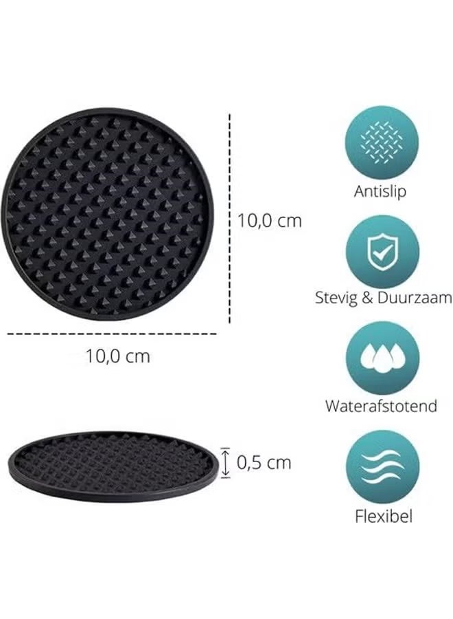 Relex Drink Coasters, 6 Pack Silicone Coasters Tabletop Protection for Any Table Type, Wood, Stone Tables, Dishwasher Safe, Coasters for Drinks Fits Any Size of Drinking Glasses (Black) - Image 2
