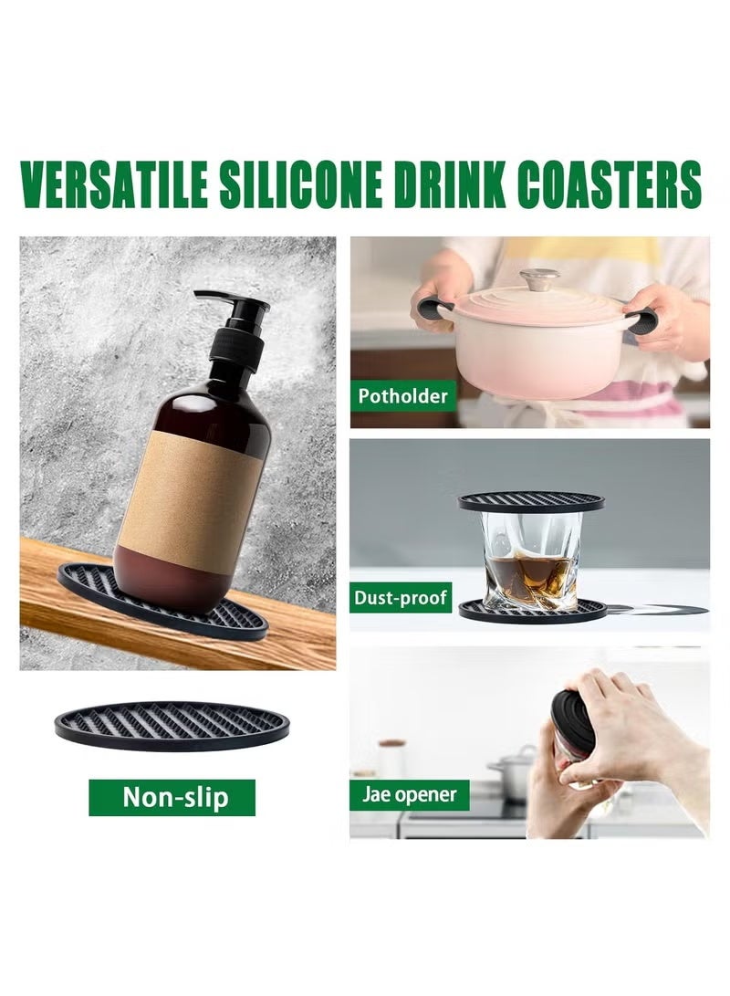 Relex Drink Coasters, 6 Pack Silicone Coasters Tabletop Protection for Any Table Type, Wood, Stone Tables, Dishwasher Safe, Coasters for Drinks Fits Any Size of Drinking Glasses (Black) - Image 3