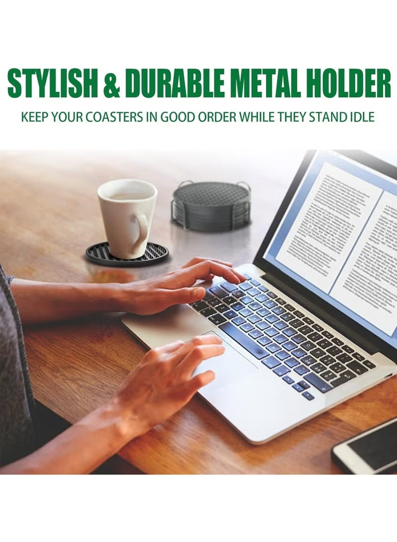 Relex Drink Coasters, 6 Pack Silicone Coasters Tabletop Protection for Any Table Type, Wood, Stone Tables, Dishwasher Safe, Coasters for Drinks Fits Any Size of Drinking Glasses (Black) - Image 5