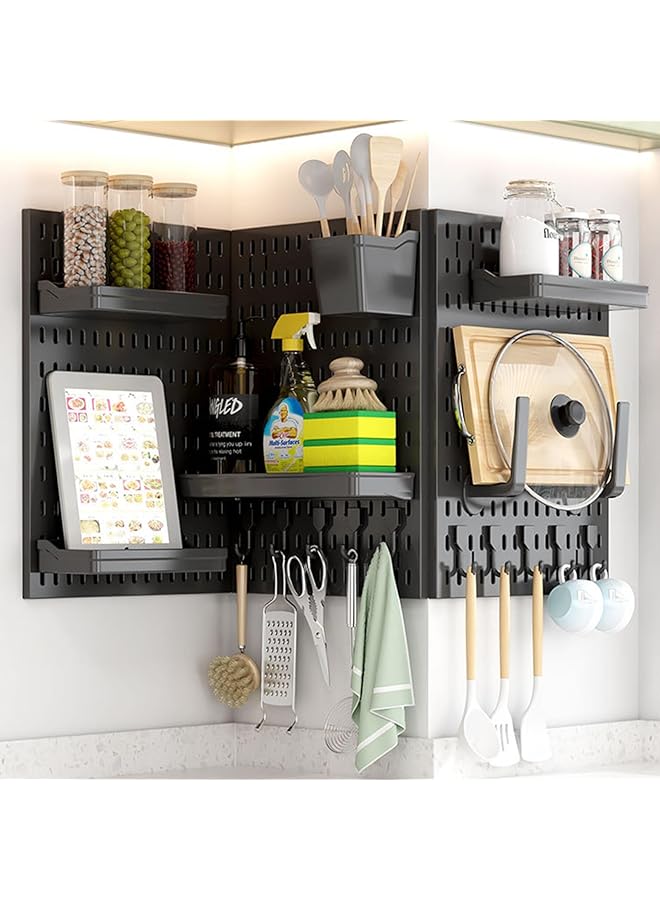 PROMASS Pegboard Combination Kit, Pegboards and Accessories Modular Hanging for Wall Organizer, Crafts Organization, Ornaments Display, Nursery Storage, Peg Board, PegBoard Organizer for Home, Office (black)  - Image 1