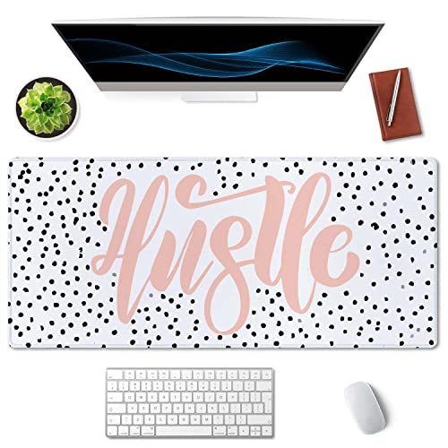 SSOIU Large Mouse Pad, Cute Hustle Desk Mat for Desktop, Women Girls Waterproof Gaming Mousepad, Polka Dot Computer PC Laptop Protector Writing Pads for School Office Home 35.5" x 15.7" - Image 3