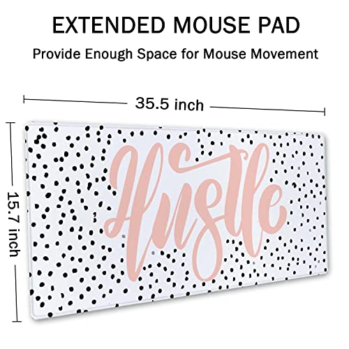 SSOIU Large Mouse Pad, Cute Hustle Desk Mat for Desktop, Women Girls Waterproof Gaming Mousepad, Polka Dot Computer PC Laptop Protector Writing Pads for School Office Home 35.5" x 15.7" - Image 2