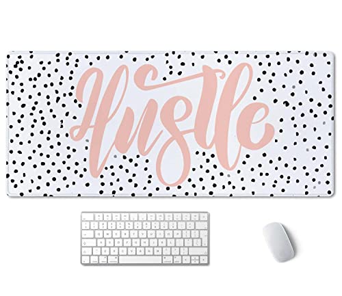SSOIU Large Mouse Pad, Cute Hustle Desk Mat for Desktop, Women Girls Waterproof Gaming Mousepad, Polka Dot Computer PC Laptop Protector Writing Pads for School Office Home 35.5" x 15.7" - Image 1