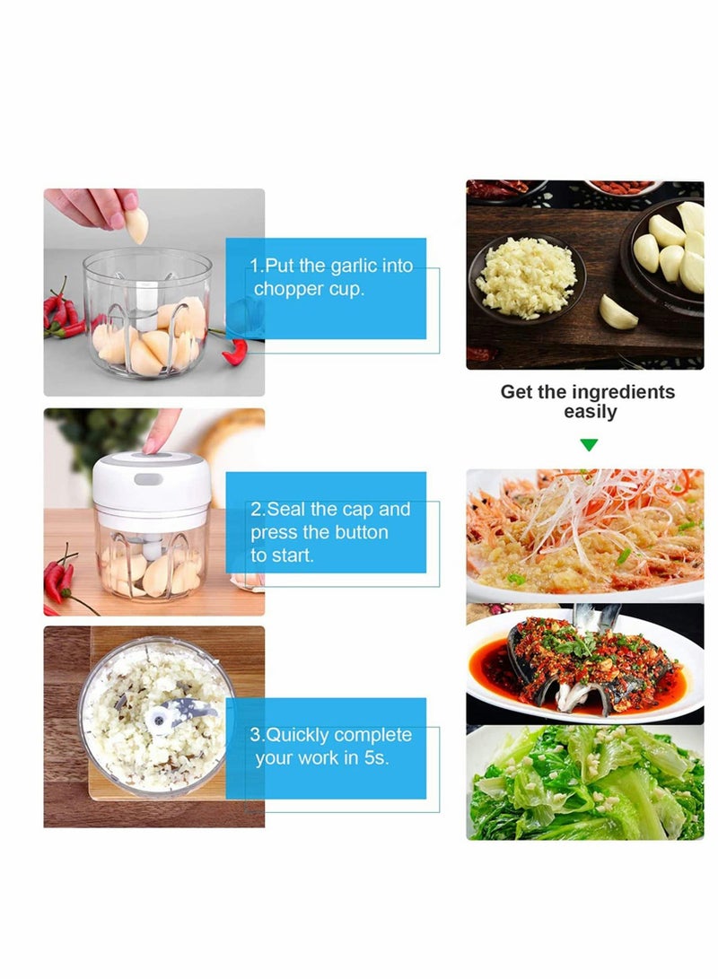 مفرمة ثوم كهربائية صغيرة محمولة لاسلكية مع شحن USB للبصل والخضروات والسلطة / الفلفل 100 مل - Image 5