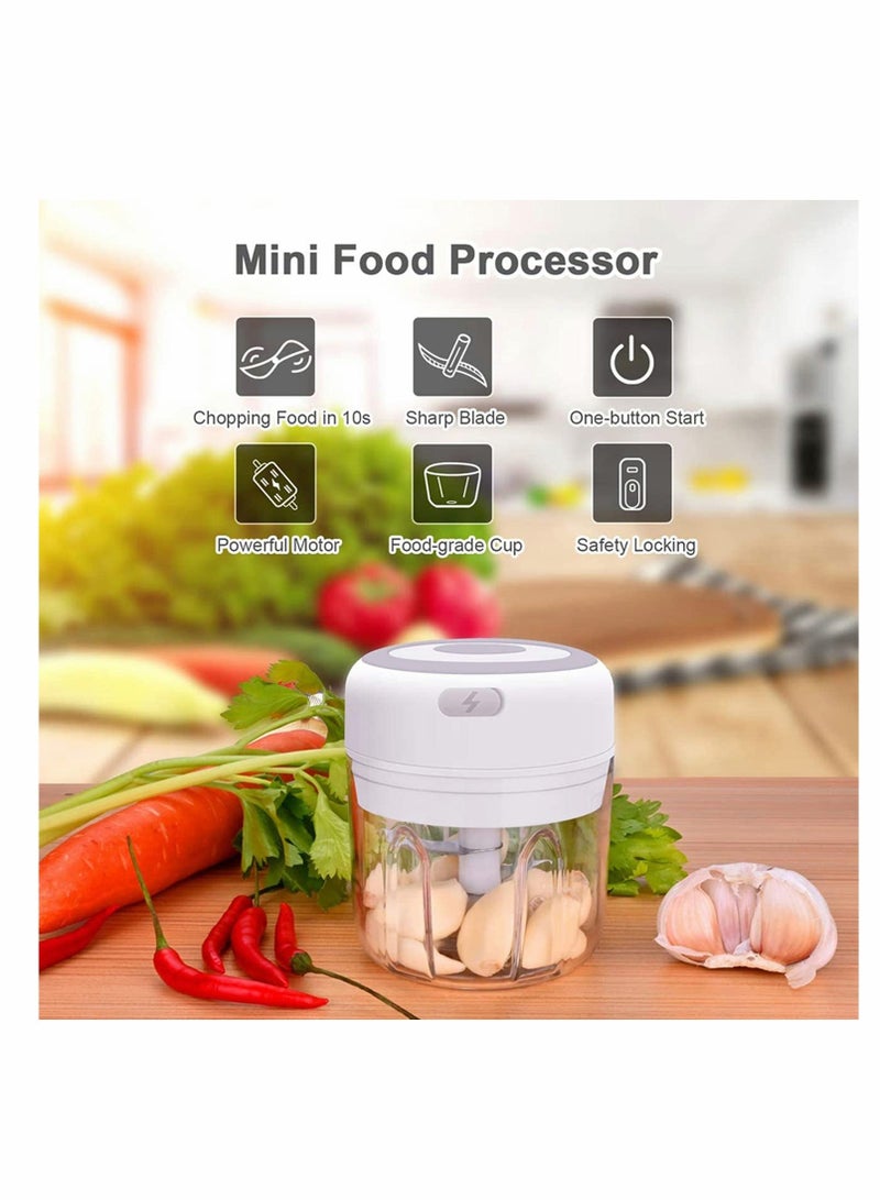 مفرمة ثوم كهربائية صغيرة محمولة لاسلكية مع شحن USB للبصل والخضروات والسلطة / الفلفل 100 مل - Image 2