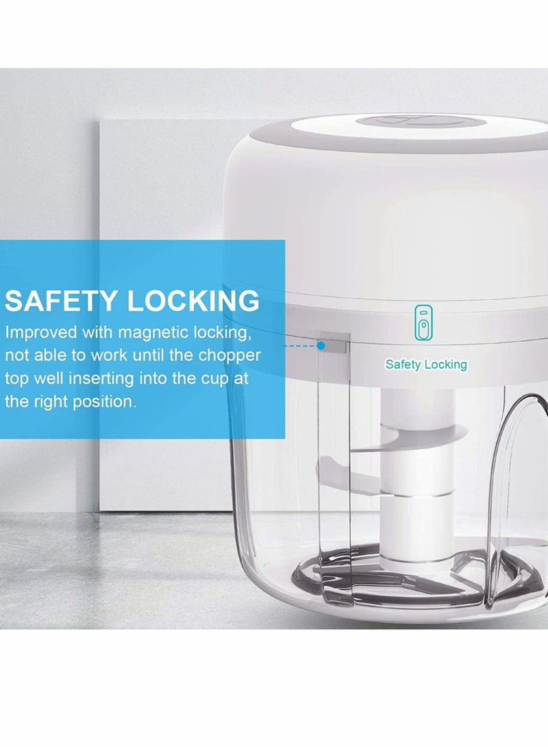 مفرمة ثوم كهربائية صغيرة محمولة لاسلكية مع شحن USB للبصل والخضروات والسلطة / الفلفل 100 مل - Image 4