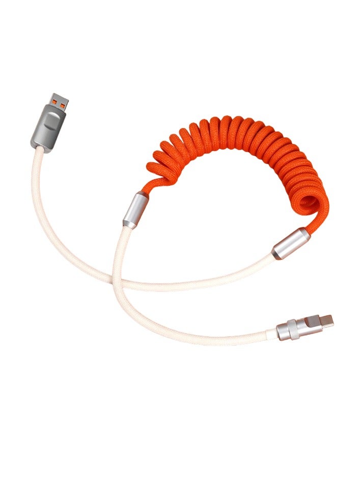 AROAQ 120w Fast Charge USB Cable, Flexible Spring Data Line Charging Cord, Metal Housing Plugs Type C Charging Cables, Portable And Durable Quick Data Transfer Cable, (1pc, Red) - Image 1