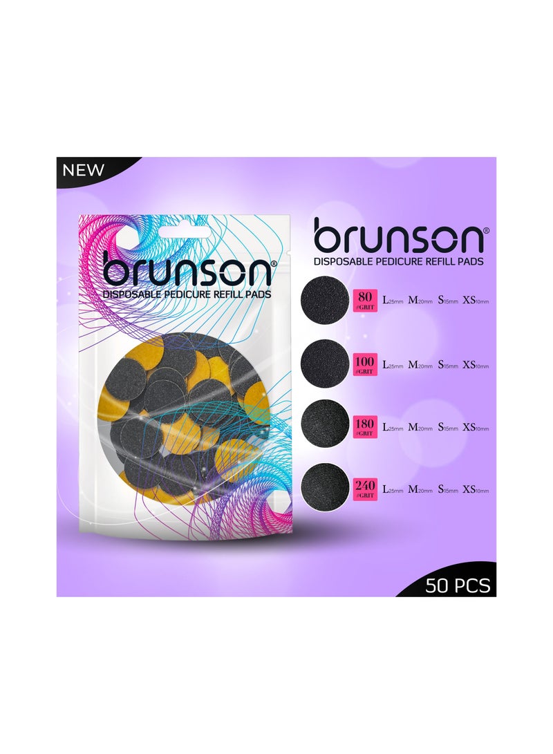 brunson 50 قطعة قرص ورق صنفرة ذاتي اللصق بديل لملف القدم لأدوات البيديكور M 20MM #80GRIT - Image 4