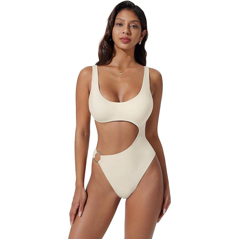 SUUKSESS Women Sexy One Piece Tummy Control Swimsuit Cutout Backless Bathing Suit - Image 4