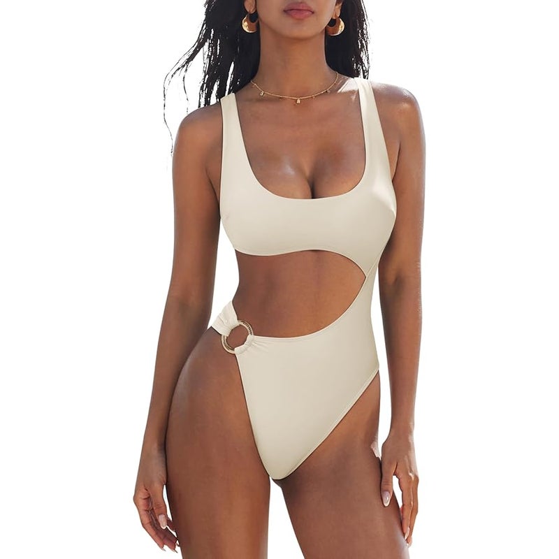 SUUKSESS Women Sexy One Piece Tummy Control Swimsuit Cutout Backless Bathing Suit - Image 1