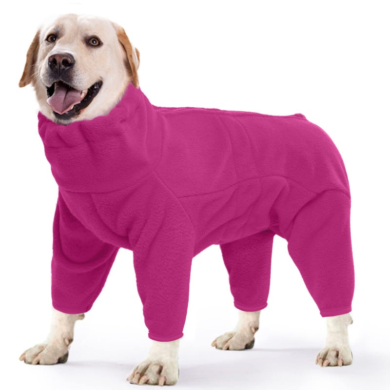 ROZKITCH Dog Thermal Bodysuit, Pet Windproof Warm Cold Weather Jacket Vest Cozy Jumpsuit Apparel Outfit Clothes for Large Giant Dog Walking Hiking Sleep Pink 3XL - Image 1