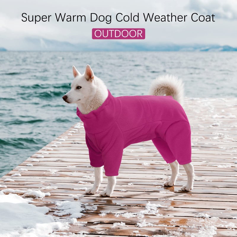 ROZKITCH Dog Thermal Bodysuit, Pet Windproof Warm Cold Weather Jacket Vest Cozy Jumpsuit Apparel Outfit Clothes for Large Giant Dog Walking Hiking Sleep Pink 3XL - Image 2